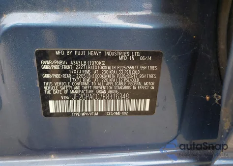 2014 Subaru Xv Crosstrek 2.0I Premium из США, поврежденный, VIN JF2GPACC7E8316348